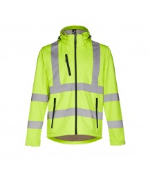 ZAGREB WORK. High-visibility softshell jacket for men, with removable hood
