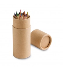 CYLINDER. Pencil box with 12 coloured pencils